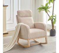 Salutmeuble Mecedora Lactancia Respaldo Alto, Mecedoras de Salón, Moderna Silla Relajante con Bolsillo Lateral, para el Salón, el Dormitorio y la Habitación del Bebé (Beige)