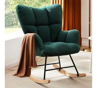 Salutmeuble Silla Mecedora, Moderna Mecedora con Bolsillo Lateral, Asiento Acolchado con Respaldo Alto, Silla Auxiliar para Sala de Estar, habitación de niños, Dormitorio (Verde)