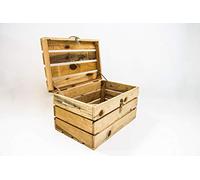 SAM Baúl con Cerradura de Madera Natural, Beige, Asas Cuerda, Baúl Almacenamiento, 49x32x30cm, Estilo Vintage, Incluye Imán Personalizable de Regalo