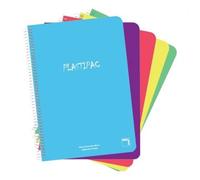 Sam - PACSA Paquete 5 LIBRETAS Folio con Tapa DE Polipropileno TRANSLUCIDO Serie PLASTIPAC 80 Hojas CUADRICULA 4X4 Papel 90GR Colores Surtidos