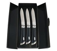 Sambonet Special Knife - Juego de 3 cuchillos de carne (acero inoxidable 18/10, 25,6 cm, hoja lisa, 29 x 13 x 6 cm), color negro