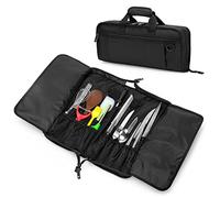 samdew Bolsa para Cuchillos Chef con 17 + 6 Ranuras para Utensilios, Estuche de Cuchillos Portátil para Cuchillos de Chef, Rollo de Cuchillos de Chef Culinario Profesional para Cocina, Solo Bolsa