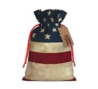 SamLng - Bolsa de regalo de Navidad con diseño de bandera americana - Bolsas de fiesta de arpillera con cordón para regalos, golosinas - Perfecto para Navidad, cumpleaños