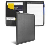 Samsill Carpeta profesional de piel sintética para hombres y mujeres, con bloc de escritura de 8.5 x 11 pulgadas, color negro