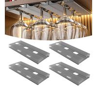 SAMSYOKI 4 Piezas Soporte para Copas de Vino Colgante, Estante Copas Vino Debajo Gabinete, Colgador Copas Sin Taladrar, Estante Colgar Copas Autoadhesivo para Hogar Bar Cocina Restaurante (Gris)