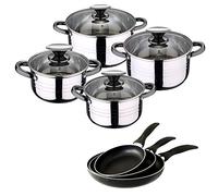 San Ignacio BATERIA 8 PCS SIP + Set 3 SARTENES 16/20/24 Cocina, Cromado, Única, PK822