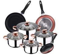 San Ignacio Bateria 8pc acero inoxidable apta para inducción + 3 sartenes Ø16/20/24 cm, aluminio prensado, aptas para inducción, PK3380