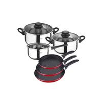 San Ignacio - batería de cocina 5 piezas y juego de sartenes en rojo