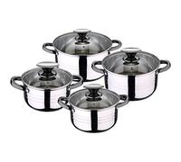 San Ignacio Batería de Cocina Hita 8 pzas Acero inoxidable Tapas vidrio Inducción Ø16/18/20/24 cm