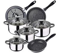 San Ignacio Bateria de cocina 8 piezas Dina, acero inoxidable, con juego sartenes (18/20/24 cm) MAGEFESA K2 Gransasso en acero esmaltado