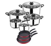 San Ignacio batería de Cocina 8 Piezas y Juego de sartenes en Rojo, Cromado
