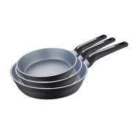 San Ignacio Bistro Grey - Juego de 3 Sartenes Antiadherentes Mango Soft - Fabricadas en Aluminio Fundido - Aptas Todo Tipo de Cocinas - Tecnología de Rápido Calentado