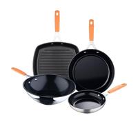 Juego de 2 sartenes ø16ø28cm + asador cuadrado 28x28cm + wok ø28cm en aluminio forjado para inducción compact san ignacio 28 cm