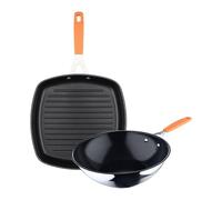 San Ignacio Compact - Juego de Sartén Asador 28x28cm + Wok Ø28cm en aluminio forjado para inducción COMPACT