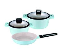 SAN IGNACIO Cosy | Juego de Cocina de 5 Piezas | 2 Cacerolas de 20 y 24 cm y 1 Sartén Antiadherente de 24 cm| Fabricadas con Aluminio Fundido | Juego de Cacerolas | Aptas para Todo Tipo de Cocinas