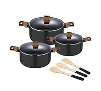 SAN IGNACIO Earth | Juego de Cocina | Batería de Cocina de 9 Piezas con 3 Cacerolas y 3 Utensilios | Fabricadas con Aluminio Prensado | Juego de Cacerolas | Aptas para Todo Tipo de Cocinas