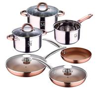 San Ignacio Juego de batería de cocina "onil" 5pc en acero inoxidable + set de 5 sartenes en aluminio prensado