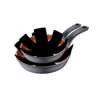San Ignacio - Juego de Sartenes Antiadherentes - Set de 2 Piezas de 20 y 28 cm y 2 Protectores - Fabricadas con Aluminio Fundido - Aptas para Inducción y Todo Tipo de Cocinas - Sin Tóxicos - Bronce