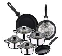San Ignacio Juego de Sartenes y Batería de Cocina, Aluminio, Negro Oscuro, Acero Inoxidable, 4 cuerpos + 3 sartenes