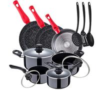 San Ignacio Pack 3 sartenes Ø20/24/28 cm + Batería de cocina 8 piezas + Set accesorios utensilios de cocina en nylon, aluminio, inducción