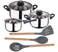 San Ignacio PACK BATERÍA DE COCINA 5 PIEZAS SET DE 3PC UTENSILIOS DE COCINA DE SILICONA Y MADERA, PK4909