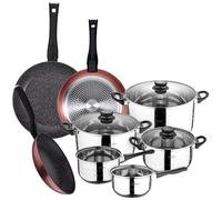 San Ignacio PACK DE 3 SARTENES Ø20/24 y 28 cms + BATERÍA DE COCINA DE 8PC EN ACERO INOXIDABLE