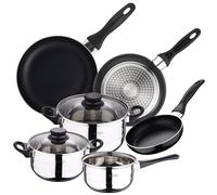 San Ignacio Premium - Batería de cocina de 3 piezas (1.6L, 2.3L, 3.3L) y Set de 3 sartenes (16-20-24 cm), aluminio prensado antiadherente, apto para todo tipo de cocinas incluido inducción, PK669