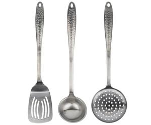 San Ignacio Q3786 Set 3 pcs Utensilios de Cocina-Espumadera, cazo y espátula-Acero Inoxidable colección Origen