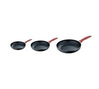 SAN IGNACIO Set de 3 Sartenes antiadherentes en Aluminio prensado Ø16Ø20Ø24 cm ACACIA Black and red
