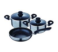 SAN IGNACIO Soria | Cacerolas de Cocina | Fabricadas con Aluminio Prensado | Juego de Cacerolas de 2,4L y 1,5L y Sartén Antiadherente de 22cm | Aptas para Todo Tipo de Cocinas