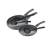 San Ignacio Trébol | Sartenes Antiadherentes | Set de 3 Piezas con 3 Utensilios de Cocina | Fabricadas con Aluminio Prensado | 20, 24 y 28cm de Diámetro| Para Todo Tipo de Cocinas.
