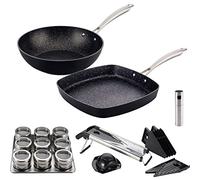 San Ignacio Vita: Set Cocina Sana: Incluye Sartenes: Wok Ø28; y asador 28x28 cm., Aluminio Forjado, aptas para inducción