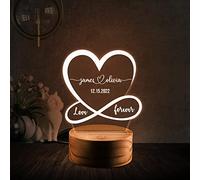 San Valentin Regalos originales para mujer Lamparas de Mesita de Noche Led Personalizadas - Amor - Parejas - Amigos - Familiares - 2023 - Cumpleaños - Aniversarios - Madera - (CORAZON INFINITO)