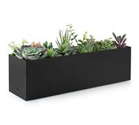 Sanbege Maceta Grande de Acero Inoxidable de 17 Pulgadas con Agujeros de Drenaje y depósito de Agua, Maceta Rectangular para suculentas para Interiores y Exteriores, decoración de Mesa (Negro)