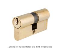 SANCO STORE - Fac cilindro o bombillo europerfil de 40 x 40 y leva de 15 mm con 5 llaves dentadas en latón
