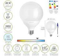 SANCO STORE - MAURER Bombilla Led Globo E27. 20 Watt. Equivale A 150 Watt. 2452 Lumenes. Luz Fria 6500º K.