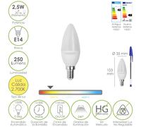 SANCO STORE - MAURER Bombilla Led Vela E14. 2,5 Watt. Equivale A 20 Watt. 250 Lumenes. Luz Calida 2700º K.
