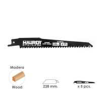 SANCO STORE - MAURER Hoja Para Sierra Sable Madera 228 mm. - 6 TPI Tipo Bosch (5 piezas)