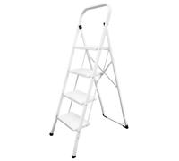 SANCO STORE - ORYX Escalera Domestica Acero 4 Peldaños, Escalerilla Blanca