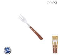 SANCO STORE - ORYX Tenedor Montana Chuletero Acero Inoxidable 9 cm. Mango Madera (Blister 3 Piezas)