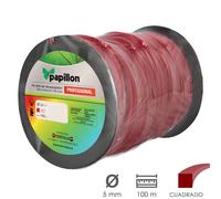 SANCO STORE - PAPILLON Hilo Nylon Desbrozadoras Cuadrado Professional Ø 5,0 mm. Rollo 100 metros. Hilo Nylon Corte Desbrozadores Hierba, Jardin, Maleza