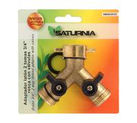 SANCO STORE - SATURNIA Adaptador Manguera Laton 2 Tomas Macho 3/4", Duplicador Grifo, Adaptador 2 Vias, Entrada 3/4" Hembra