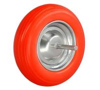 WOLFPACK LINEA PROFESIONAL Rueda Carretilla Obra/Jardin Maciza Llanta Acero Plus" Naranja Impinchable, Con Eje Ø 19 mm Rueda Ø 35 cm"