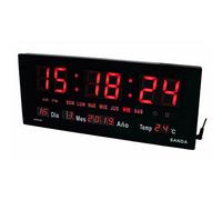 Sanda SD-4130 Reloj Digital de Pared y Mesa | Led Color Rojo | Calendario | Termómetro | Fuente de Alimentacion | Alta precisión | 36 x 15 x 3 centímetros | Peso 660 Gramos | Marca RevolutionLine
