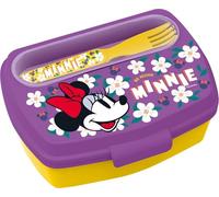 Sandwichera Tataway con cubiertos de Minnie, lonchera infantil con compartimento y cubiertos incluidos, cierre seguro y diseño oficial de Disney, ideal para la escuela, la guardería y los viajes