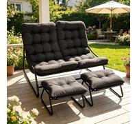 SANEIOUI Tumbona de jardín para 2 personas, de metal, doble para exteriores, con acolchado grueso, extraíble, capacidad de carga de hasta 225 kg, tumbona de relajación para jardín, salón, terraza