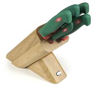 Sanelli 931605 Bloque cuchillos Leck, madera, verde/rojo, 5 unidades