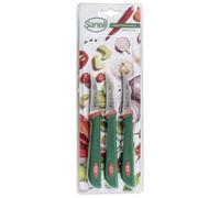 Sanelli Juego de 3 cuchillos de frutas y verduras: pelador curvo de 6 cm.