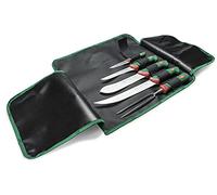 Sanelli Linea Premana Professional, Juego de 5 cuchillos para barbacoa, rollo de cocinero, negro/verde/rojo (987605)