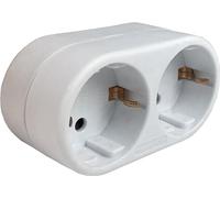 Sanfor - Ladron 2 enchufes | Base Adaptador Frontal | Clavija Doble 2 Salidas | Toma Multiple para Enchufe | Color Blanco